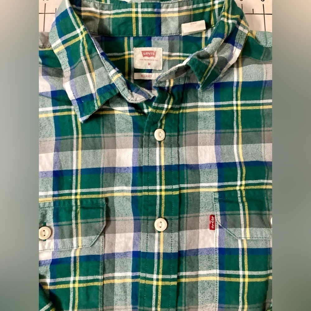 Levi’s Men’s Medium‎ Blue/Green Relaxed Fit Button Down Shirt